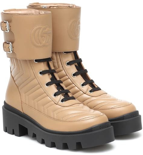 gucci frances leather combat boots|Gucci monogram thigh high boots.